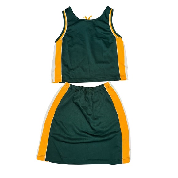Baby Phat Girls Sporty Mesh Crop Top Skirt Set Green Yellow White XL - Picture 3 of 7